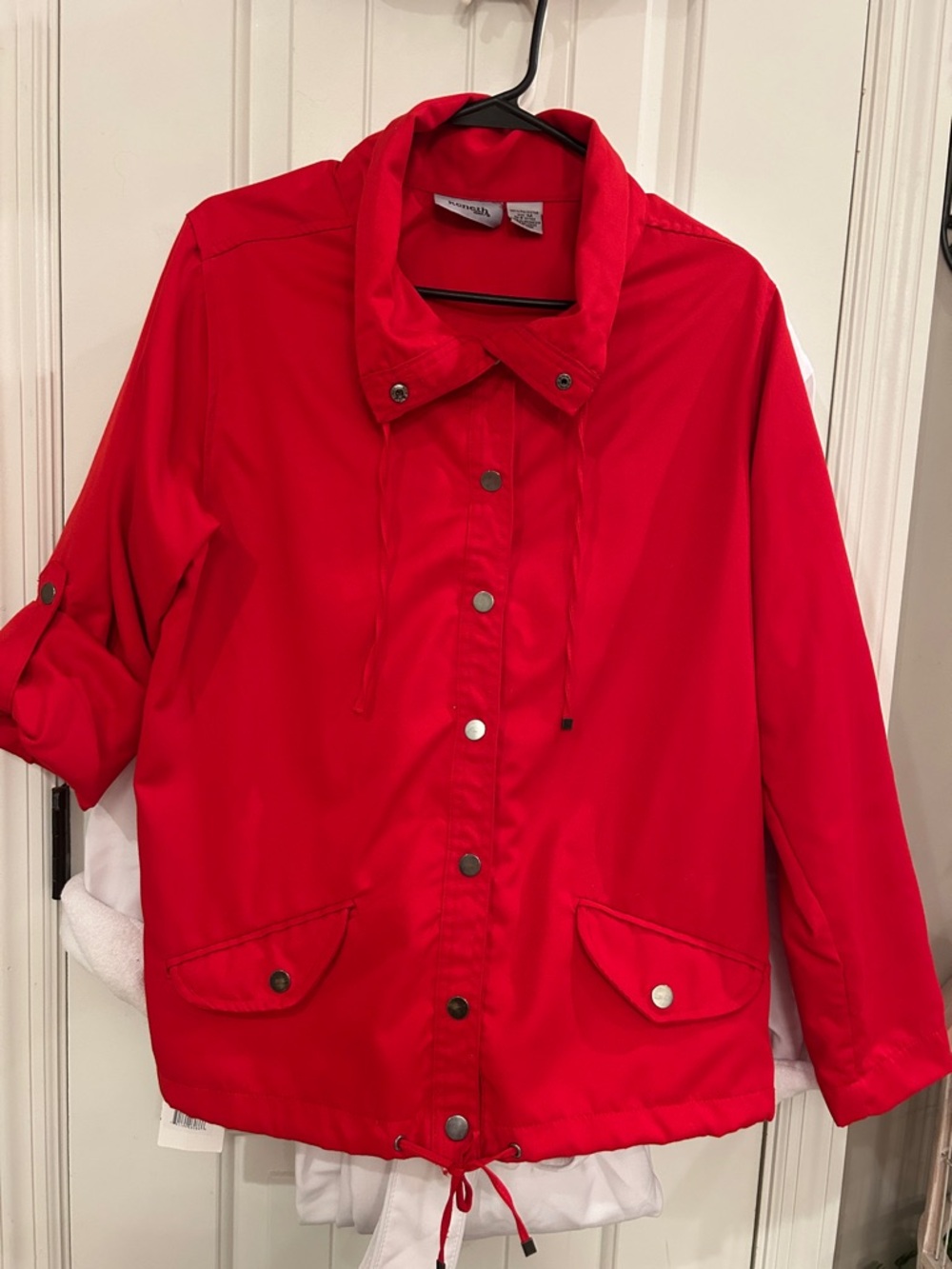Women's Red Anorak Jacket with Drawstring